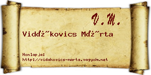 Vidákovics Márta névjegykártya